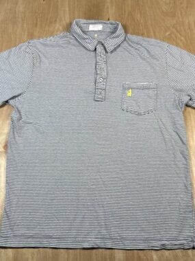 Johnnie-O Mens Gray & White Striped Short Sleeve Beach Polo Size Large